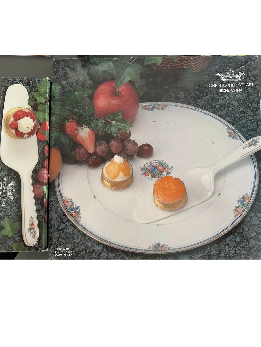 Christopher Stuart Bone China Cake Plate in Original Box and Server